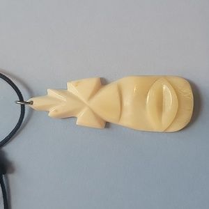 African Bone Mask Pendant Necklace